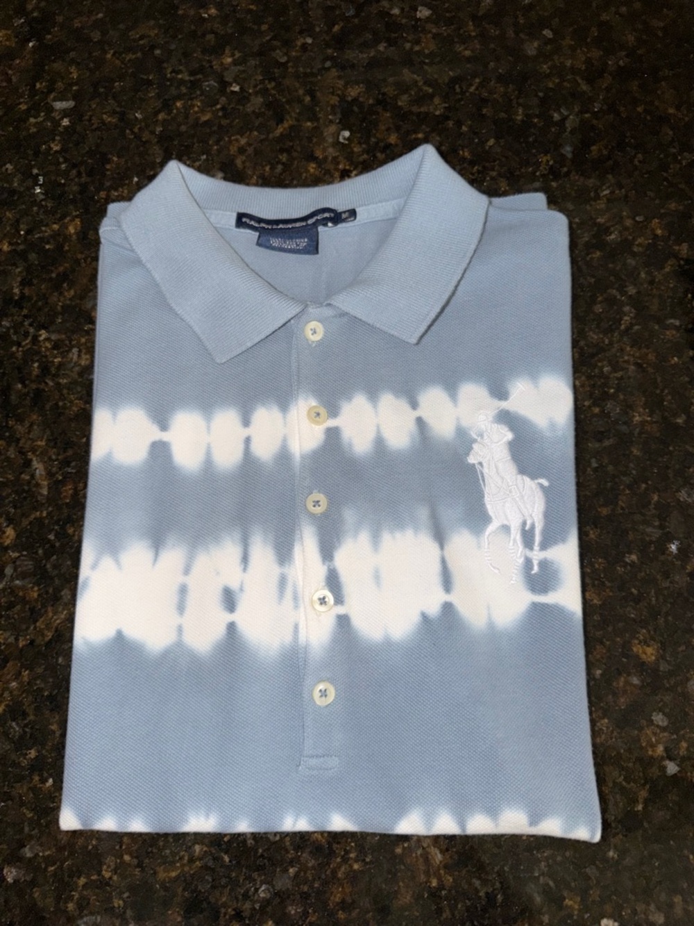 Ralph Lauren Women’s Tie-Dye Polo Shirt - Light Blue & White - Picture 3 of 3